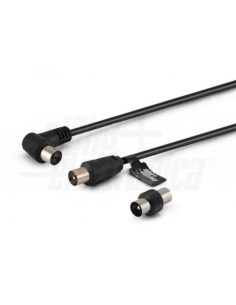Cavo antenna TV spina/presa-90° 3m nero con adattatore M/M