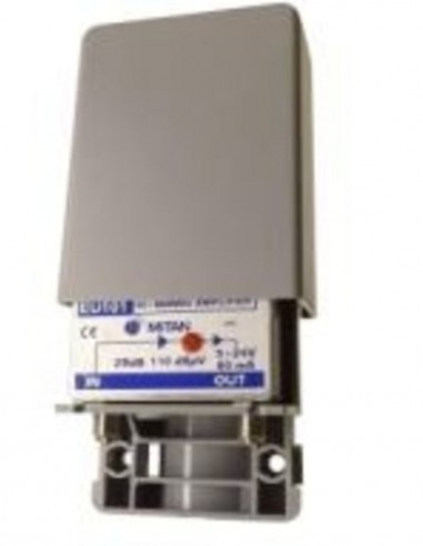 AMPLIFICATORE DA PALO UHF 1IN 16DB GAASFET 110DB UV  12÷24V 50MA